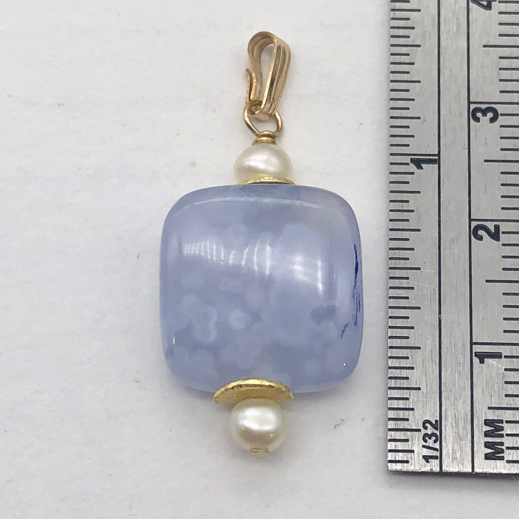 Blue Chalcedony 14K Gold Filled Drop Pendant | 1 3/8
