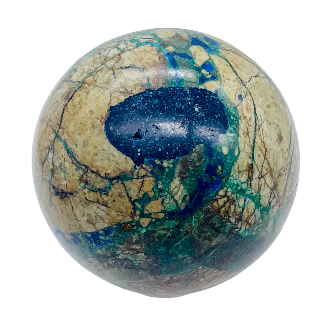 Azurite Malachite Chrysoprase Scry Crystal Sphere | 60mm | Green/Blue/Brown | 1