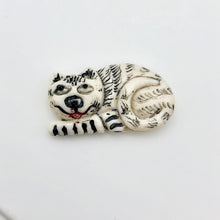 Load image into Gallery viewer, Waterbuffalo Bone Tiger Cat | 27.5x15x5.5mm | Cream/Black | 1 Bead - PremiumBead Primary Image 1
