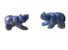 Load image into Gallery viewer, Roar! 2 Hand Carved Natural Sodalite Bear Beads | 13x18x7mm | Blue white
