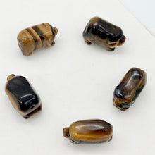Load image into Gallery viewer, 2 Beads of Piggies Hand Carved Tigereye Pig Beads | 23x16x11mm | Golden Brown
