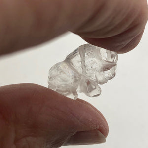 Charge! Quartz Hand Carved Bison / Buffalo Figurine | 21x14x8mm | Clear - PremiumBead Primary Image 1