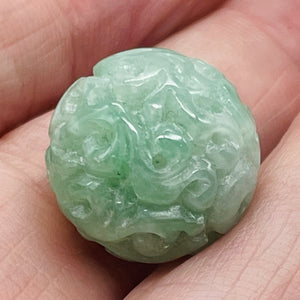 Jade AAA Carved Round Bead | 16mm | Green | 1 Bead |