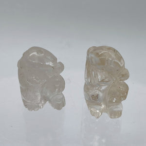 Adorable 2 Carved Quartz Monkey Beads | 20.5x12x11mm | Clear