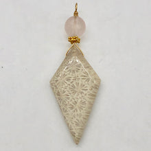 Load image into Gallery viewer, Fossilized Coral Kite Kunzite 14K Gold Filled Pendant | 2 3/4&quot; | White, Black |
