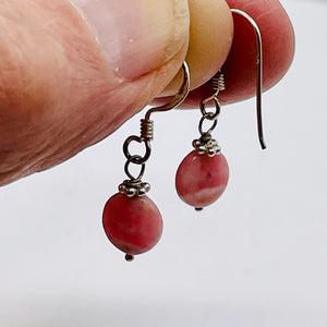Rhodochrosite Sterling Silver Drop Earrings | 3/4" Long | Pink | 1 Pair |