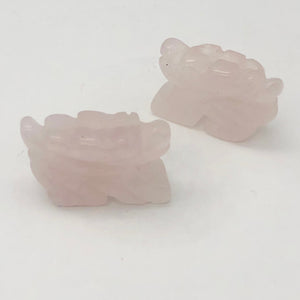 Powerful 2 Carved Rose Quartz Winged Dragon Beads | 21x14x9mm | Pink