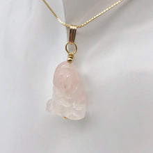 Load image into Gallery viewer, Namaste Hand Carved Rose Quartz Buddha and 14k Gold Filled Pendant, 1.5&quot; Long - PremiumBead Alternate Image 7
