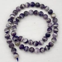 Load image into Gallery viewer, Amethyst Banded Round Beads Half Strand | 8mm | Purple/White | 26 Bead(s)
