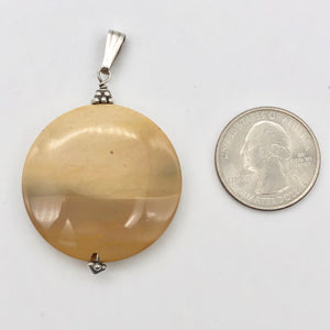 Natural Golden Mookaite Coin w/ Sterling Silver Pendant | 36mm | 2.19" Long - PremiumBead Alternate Image 5