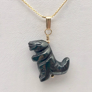 Semi Precious Stone Jewelry Tyranosaurus Rex Pendant Necklace of Hematite/Gold - PremiumBead Alternate Image 10