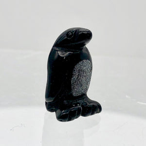 Hand-Carved Obsidian Penguin Bead Figurine! | 21.5x12.5x11mm | Black/White - PremiumBead Primary Image 1