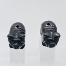 Load image into Gallery viewer, Oink 2 Carved Hematite Pig Beads | 21x13x9.5mm | Silvery Grey - PremiumBead Alternate Image 3
