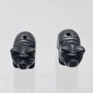 Oink 2 Carved Hematite Pig Beads | 21x13x9.5mm | Silvery Grey - PremiumBead Alternate Image 3