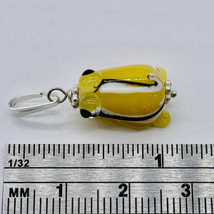 Lampwork Frog Sterling Silver Frog | 1" Long | Yellow | 1 Pendant |