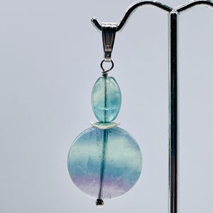 Fluorite Sterling Silver Goddess Dangle Pendant | 2" Long | Blue/Purple | 1 |