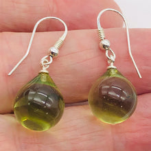 Load image into Gallery viewer, Amber Round Sterling Silver Earrings| 1 1/4&quot; Long | Green | 1 Pait |
