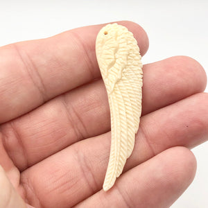 Water Buffalo Bone Carved Angel Wing Pendant Bead | 58.5x16x6mm | Bone | 10841 | 58.5x16x6mm | Cream - PremiumBead Alternate Image 8