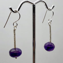 Load image into Gallery viewer, Amethyst Roundel Bead Sterling Silver Drop/Dangle Earrings| 2.5&quot; Long | Purple |
