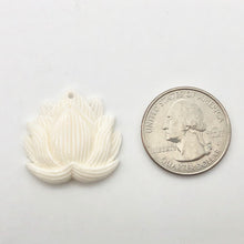 Load image into Gallery viewer, Water Buffalo Bone Lotus Flower Pendant Bead | 25.5x26x4.5mm | White | 10843 | 25.5x26x4.5mm | Cream - PremiumBead Alternate Image 4
