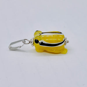 Lampwork Frog Sterling Silver Frog | 1" Long | Yellow | 1 Pendant |