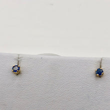 Load image into Gallery viewer, Blue Sapphire 14K Gold Earrings | 3mm | Blue | Stud | - PremiumBead Alternate Image 3
