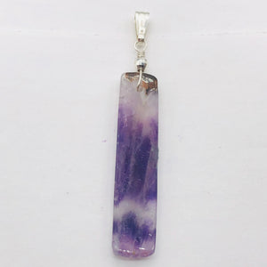 Chevron Amethyst Sterling Silver Rectangle | 3" Long | Purple/White | 1 Pendant|
