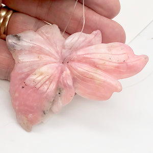 Hand Carved Pink Peruvian Opal Flower Semi Precious Stone Bead | 111.8cts | - PremiumBead Alternate Image 3