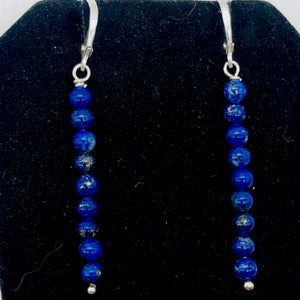 Natural Lapis Lazuli Sterling Silver Semi Precious Stone Earrings | 2 1/4" long| - PremiumBead Alternate Image 2