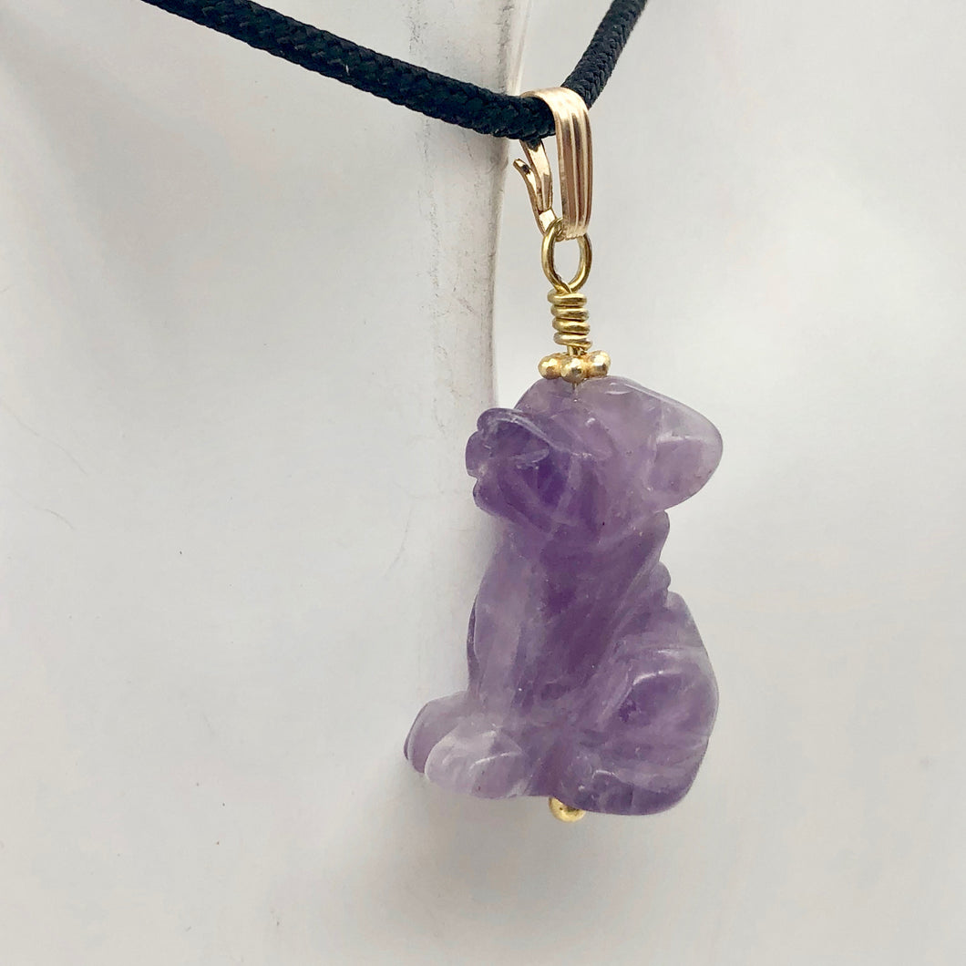 Amethyst Dog Pendant Necklace | Semi Precious Stone Jewelry | 14k Pendant - PremiumBead Primary Image 1