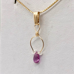 Designer Pink Sapphire with White Sapphire side stones 14Kgf Wirewrap Pendant - PremiumBead Alternate Image 9