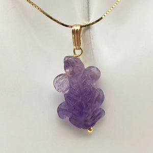 Charming Carved Natural Amethyst Lizard and 14K Gold Filled Pendant 509269AMG - PremiumBead Primary Image 1