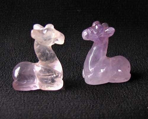 Graceful 2 Carved Amethyst Giraffe Beads | 21x16x10mm | Purple - PremiumBead Primary Image 1