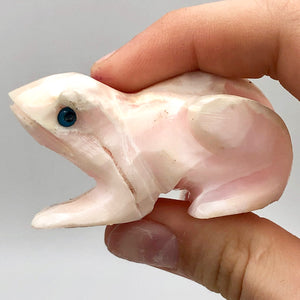 Mangano Manganoan Calcite Frog Figurine | 54x30x29mm | Pink | 72g - PremiumBead Alternate Image 2