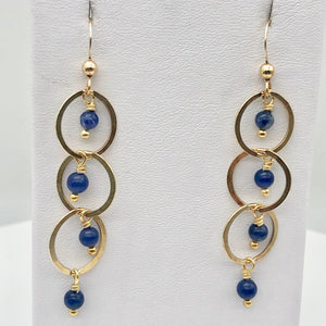 Sexy Natural Blue Sodalite and 14Kgf Earrings 308438D