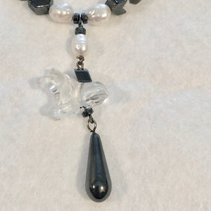 Hematite Freshwater Pearl Quartz and Silver Necklace 210656 - PremiumBead Alternate Image 2