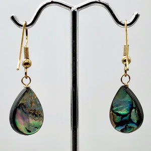 Abalone 14K Gold Filled Drop Earrings | 1 1/2" Long | Blue Silver |