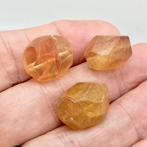 Faceted Golden Fluorite Nugget Beads | 17x12x9 to 19x17x13mm | Yellow | 3 Beads| - PremiumBead Alternate Image 3