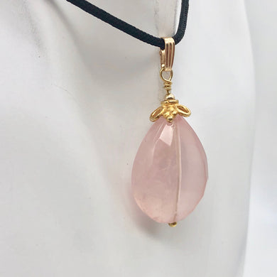 Universal Love! Teardrop Rose Quartz & 14k Gold Filled Pendant | 1 5/8