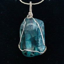 Load image into Gallery viewer, Blue Fluorite Wire Wrap Sterling Silver Drop Pendant | 1 3/4&quot; Long | Blue | 1 ea
