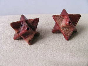 Kabbalah 2 Brecciated Jasper Merkabah Star Beads 9288Bj | 25x15x15mm | Red - PremiumBead Primary Image 1