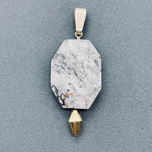 Picasso Jasper 14K Gold Filled Drop/Dangle | 1 3/4" Long| Gray/Black | 1 Pendant