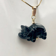 Load image into Gallery viewer, Black Obsidian Pig Pendant Necklace |Semi Precious Stone Jewelry|14k gf Pendant| - PremiumBead Alternate Image 7
