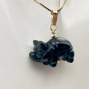 Black Obsidian Pig Pendant Necklace |Semi Precious Stone Jewelry|14k gf Pendant| - PremiumBead Alternate Image 7