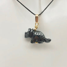 Load image into Gallery viewer, Hematite Triceratops Dinosaur with 14K Gold-Filled Pendant 509303HMG - PremiumBead Alternate Image 5
