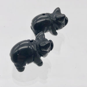 Oink 2 Carved Obsidian Pig Beads | 21x13x9.5mm | Black - PremiumBead Alternate Image 4