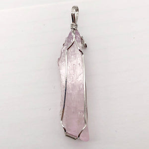 Kunzite Wire-Wrap Pink Crystal Pendant |2 5/8 inch long |