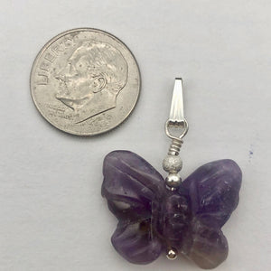 Flutter Carved Amethyst Butterfly Sterling Silver Pendant | 1 1/4" Long| Purple| - PremiumBead Alternate Image 3