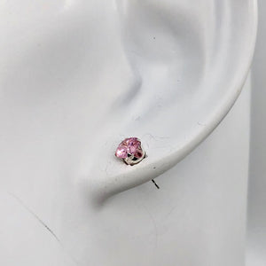 October Birthstone Shine 5mm Pink Cubic Zircon Sterling Silver Earrings - PremiumBead Alternate Image 3