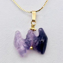 Load image into Gallery viewer, Amethyst Bat Pendant Necklace | Semi Precious Stone Jewelry | 14k Pendant - PremiumBead Alternate Image 2
